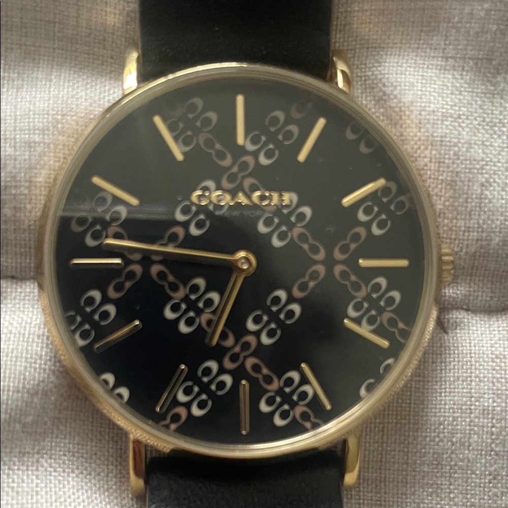 Coach Black and Gold Chain Motif Watch